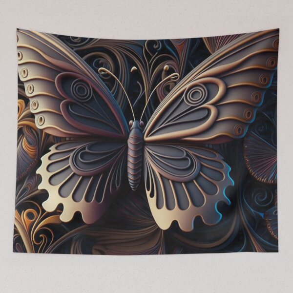 Item preview, 3D Butterfly Pattern | Deep Purple 3D Butterfly | Metallic Butterfly | high resolution designed and sold by Synthetic-Intel.