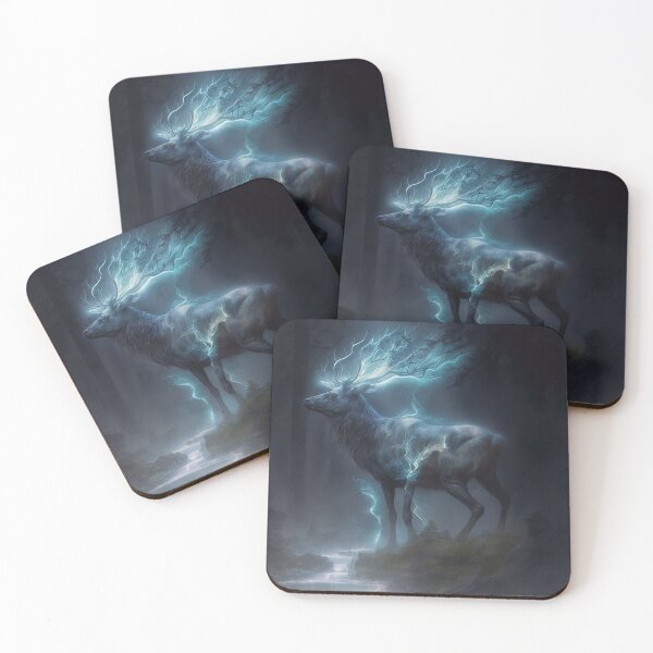 Item preview, An eerie translucent holographic ghostly spirit elk that traverses a vast fantasy landscape designed and sold by DSAHART.