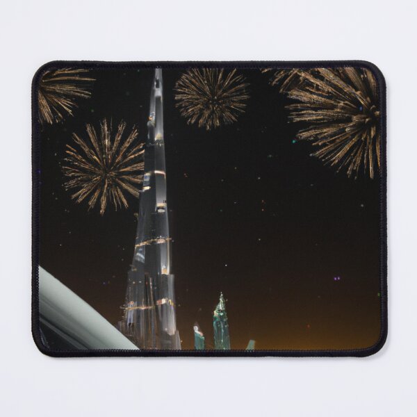 Item preview, "Dubai's Skyline in Flames: A Car's Perspective of Burj Khalifa Fireworks" designed and sold by Sparkline.