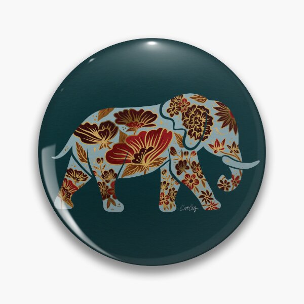 Item preview, Porcelain Floral Elephant – Teal & Crimson designed and sold by Cat Coquillette.