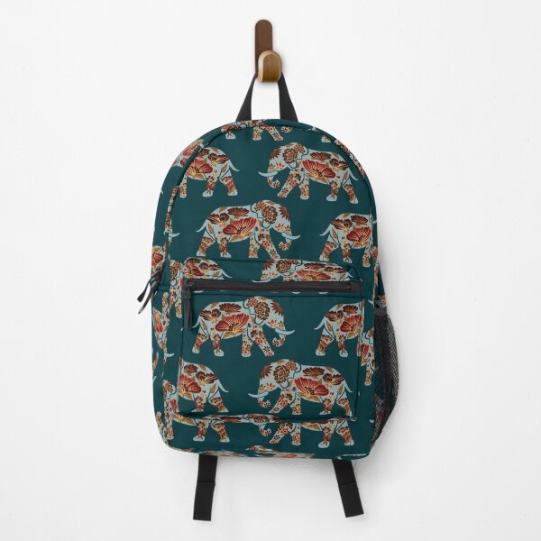 Item preview, Porcelain Floral Elephant – Teal & Crimson designed and sold by Cat Coquillette.