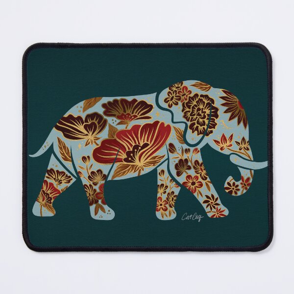 Item preview, Porcelain Floral Elephant – Teal & Crimson designed and sold by Cat Coquillette.
