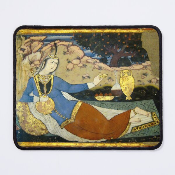 Item preview, Persian Fresco Miniature Lady in the Garden siting in a rug, Chehel Sotoun, Isfahan, Iran designed and sold by worldways.