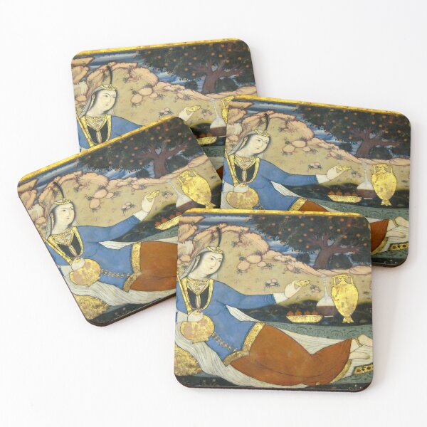 Item preview, Persian Fresco Miniature Lady in the Garden siting in a rug, Chehel Sotoun, Isfahan, Iran designed and sold by worldways.