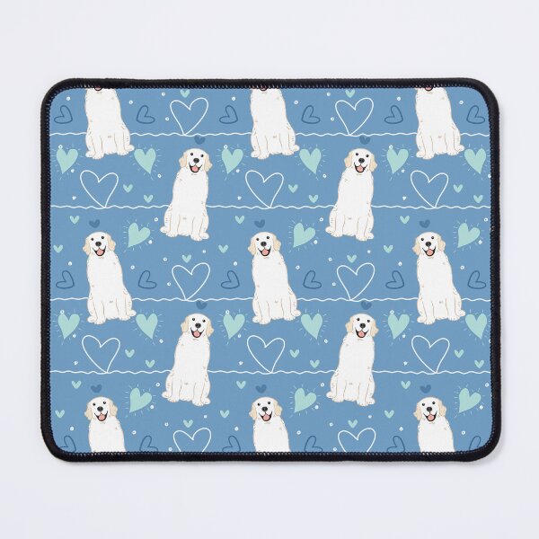 Item preview, LOVE White Cream Golden Retriever - Blue background designed and sold by Lulupainting.