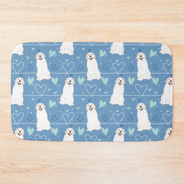 Item preview, LOVE White Cream Golden Retriever - Blue background designed and sold by Lulupainting.