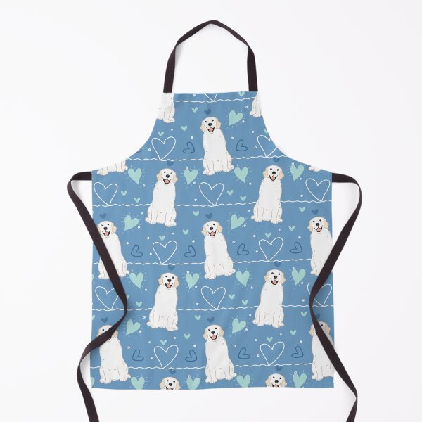Item preview, LOVE White Cream Golden Retriever - Blue background designed and sold by Lulupainting.