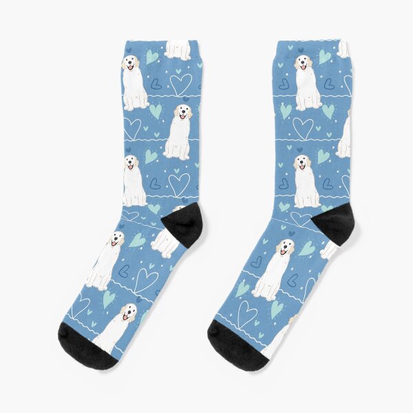 Item preview, LOVE White Cream Golden Retriever - Blue background designed and sold by Lulupainting.