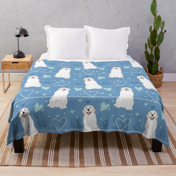 Artikelvorschau, LIEBE Weiß Creme Golden Retriever - Blauer Hintergrund entworfen und verkauft von Lulupainting.