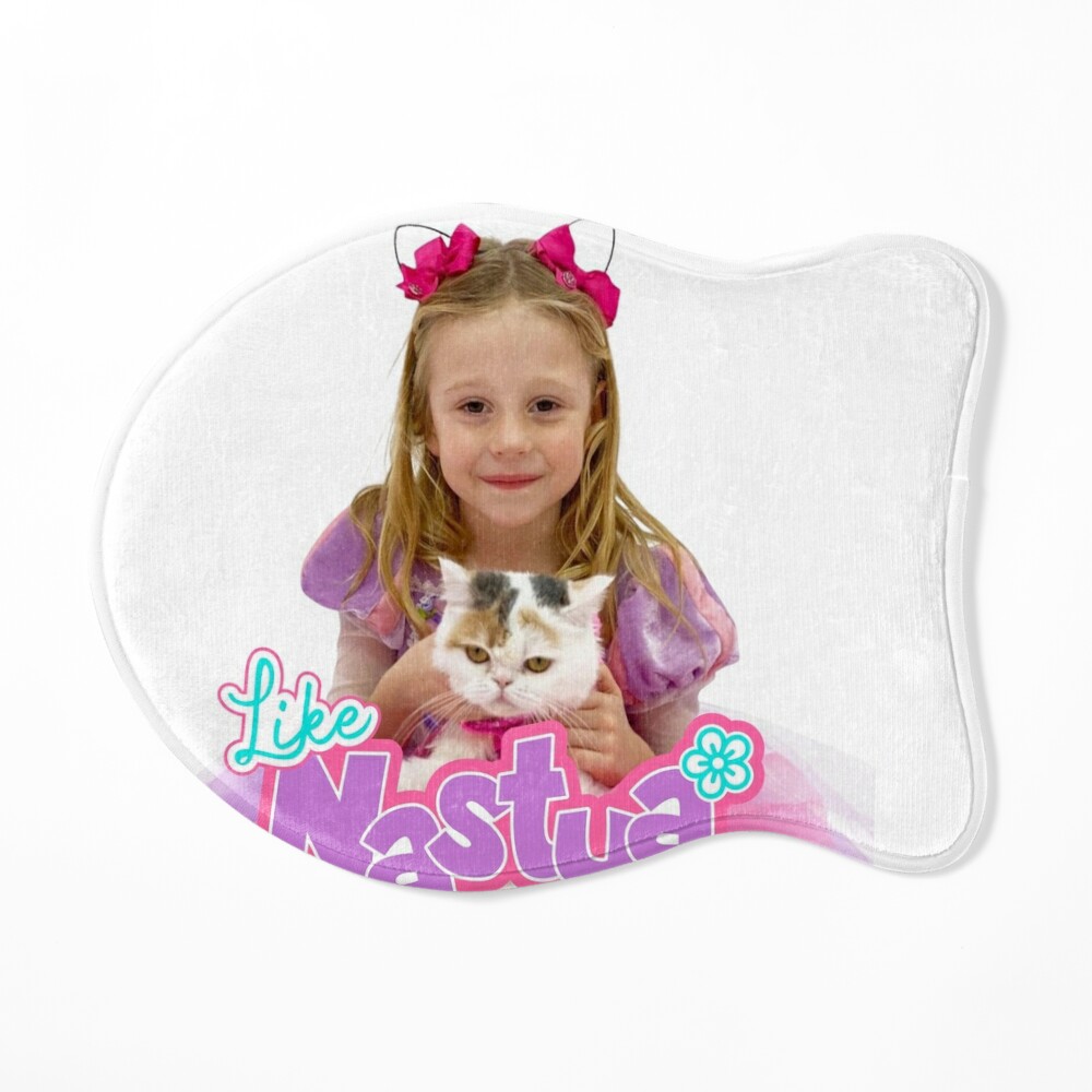 like nastya holding Cute Cat, like nasya Soft Stuffed Plush Animal Toy,like  nastya logo