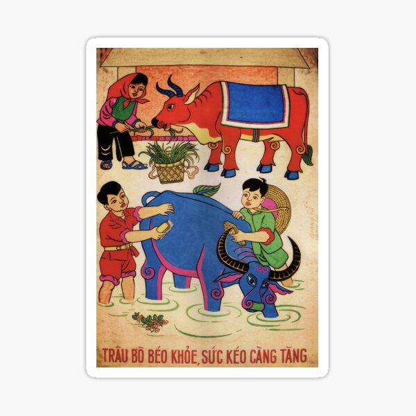 Item preview, Vietnamese Poster: Strong Fat Buffalos and Cows, Better Productivity designed and sold by Onodera.