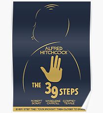 The 39 steps, Alfred Hitchock, movie poster, Thriller, classic movie, classic film, old movie Poster