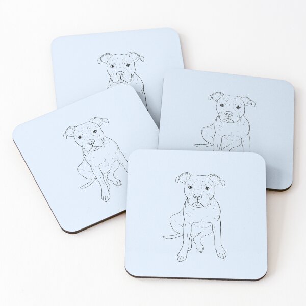 Item preview, Cute Pittbull line art dog illustration designed and sold by ILLUSTRATED TAILS.