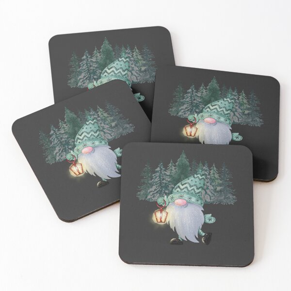 Item preview, Cute Funny Winter Gnome in Snowy Woods with White Beard, Blue Peaked Cap and Lantern Design designed and sold by Lost-World-Shop.