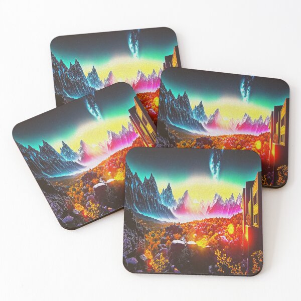 Item preview, Colorful Night Landscape with Mountains, Flowers and Starry Sky painting designed and sold by Trendy Valley .