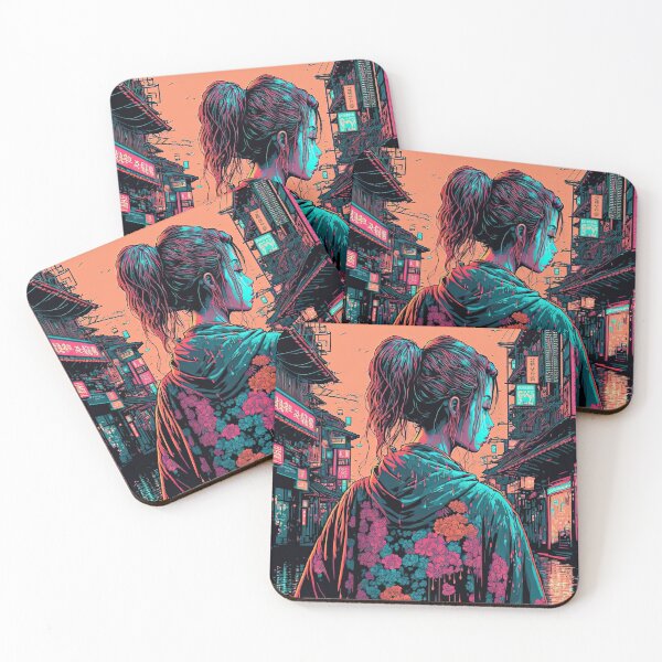 Item preview, Neo tokyo girl in kimono designed and sold by visualdosage.