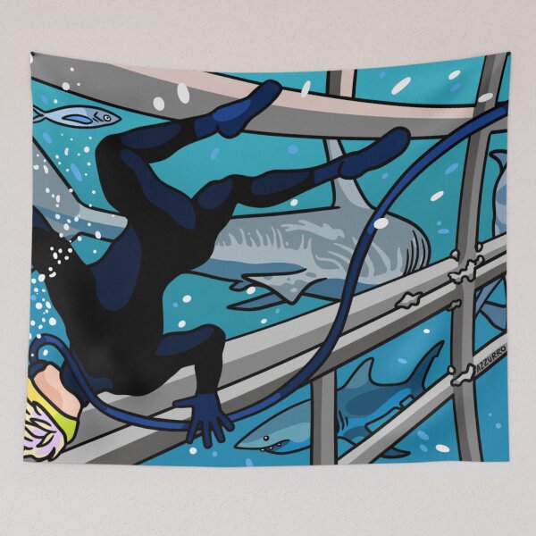 Item preview, Flipping Out in a Shark Cage designed and sold by azzurroarts.