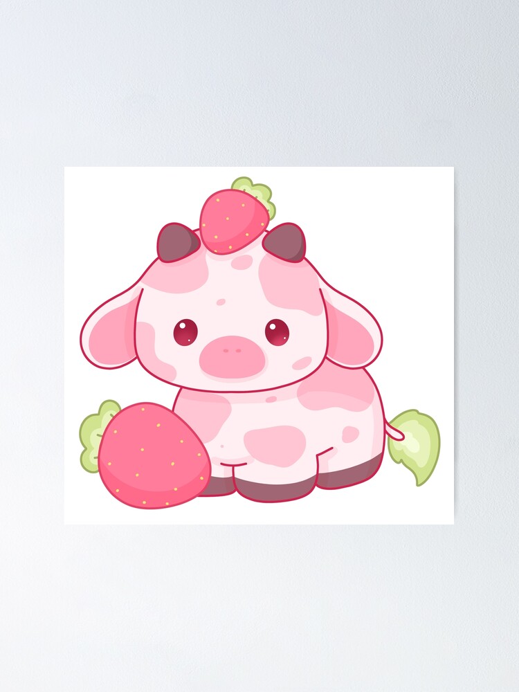 Strawberry Cow kawaii Photographic Print for Sale by MayBK