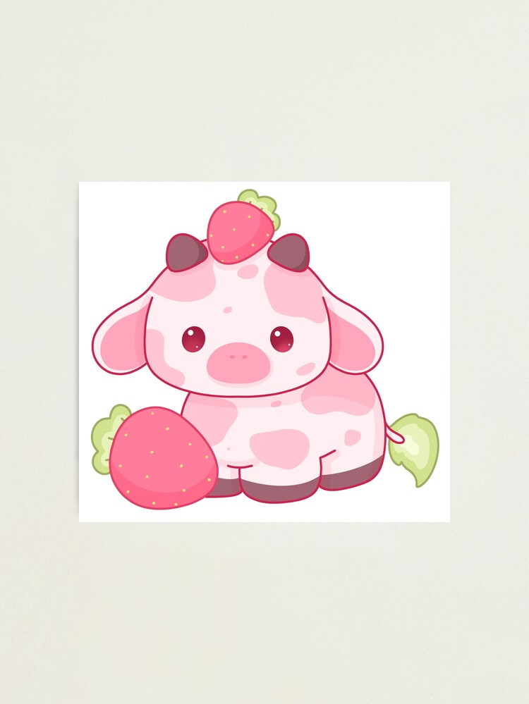 Strawberry Cow kawaii Greeting Card for Sale by MayBK