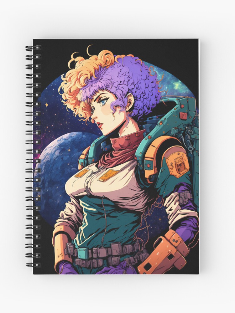 Anime Girl Space Bounty Hunter with Bandana | Spiral Notebook