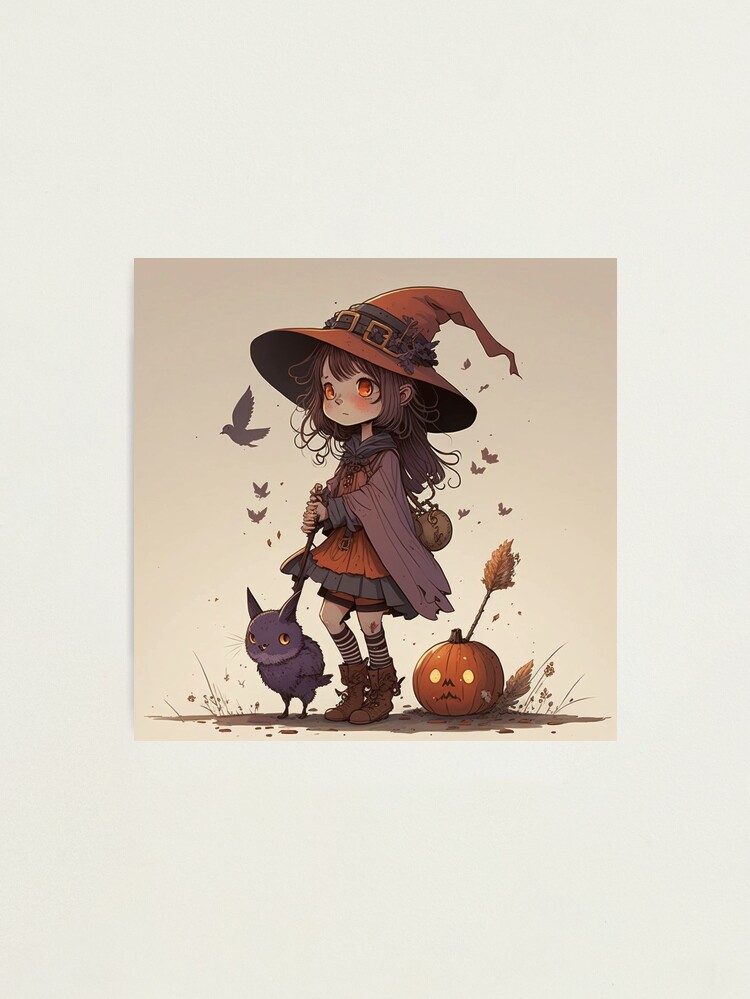cute adorable anime Witch Halloween