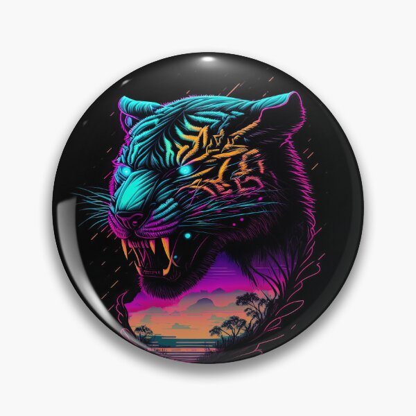 Item preview, Retrowave Synthwave Tiger Head - 1980's Animal Print designed and sold by Odd World.