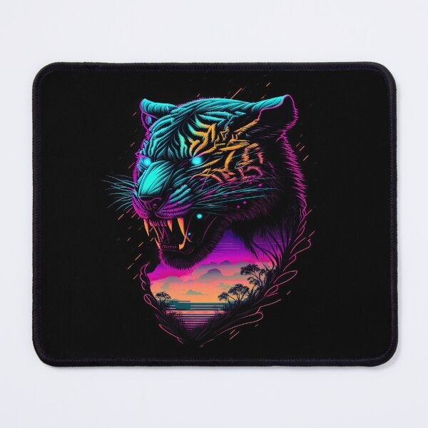 Item preview, Retrowave Synthwave Tiger Head - 1980's Animal Print designed and sold by Odd World.