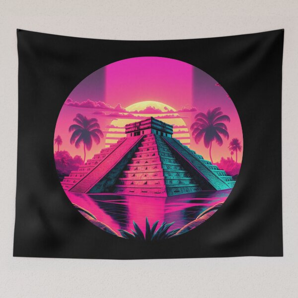 Item preview, Synthwave Style Chichen Itza Design Mexico Pyramid designed and sold by JackCurtis1991.
