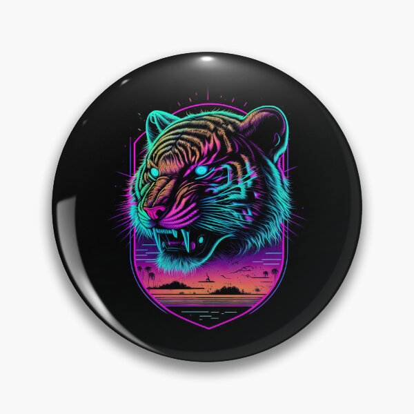 Artikelvorschau, Retrowave Synthwave Tiger Head - 1980er Animal Print entworfen und verkauft von Odd World.