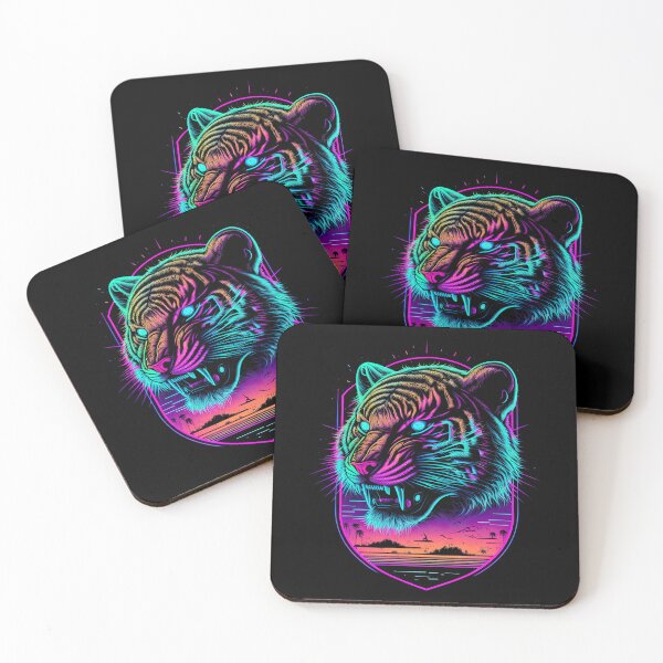 Item preview, Retrowave Synthwave Tiger Head - 1980's Animal Print designed and sold by Odd World.