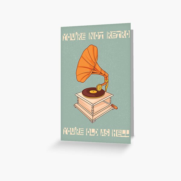 Item preview, For Him Retro Gramophone Old Birthday Card designed and sold by GreenMahout.