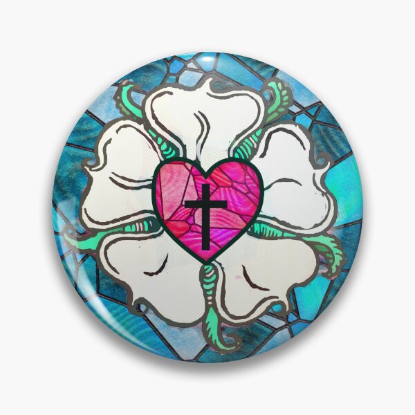Item preview, Martin Luther Rose Lutheran Symbol Distressed 5 Solas Stained Glass designed and sold by funnytshirtemp.