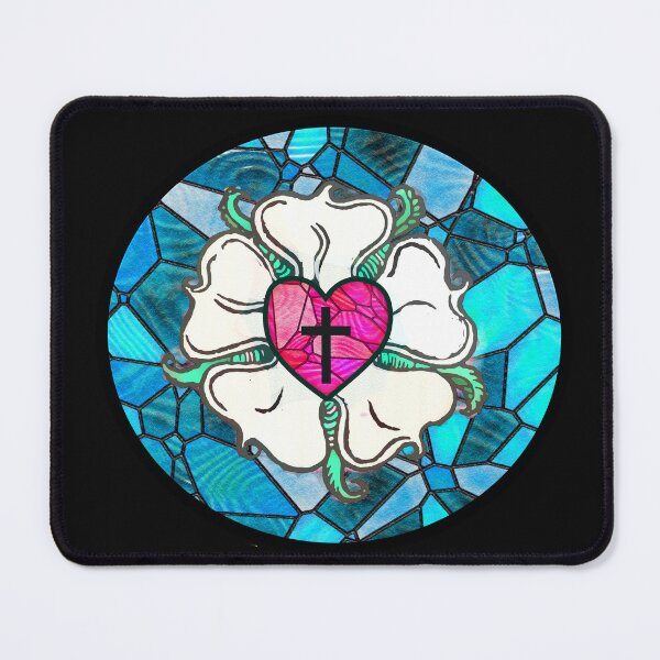 Item preview, Martin Luther Rose Lutheran Symbol Distressed 5 Solas Stained Glass designed and sold by funnytshirtemp.
