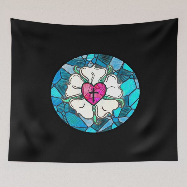 Item preview, Martin Luther Rose Lutheran Symbol Distressed 5 Solas Stained Glass designed and sold by funnytshirtemp.
