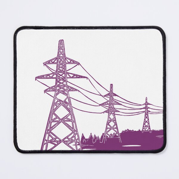 Item preview, Purple Electricity Pylons Linocut Print. designed and sold by Maddy Bennett.