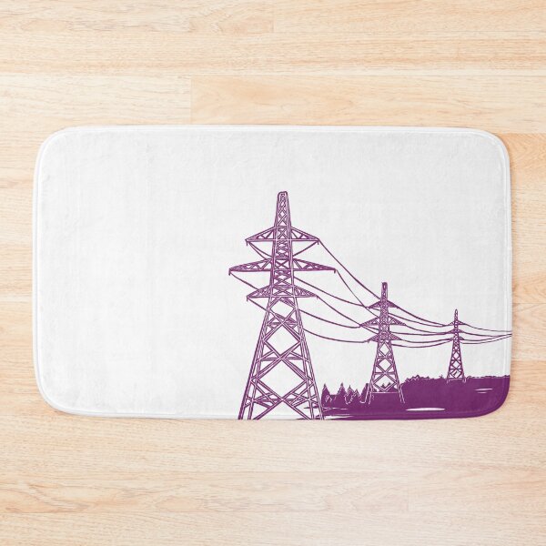 Item preview, Purple Electricity Pylons Linocut Print. designed and sold by Maddy Bennett.