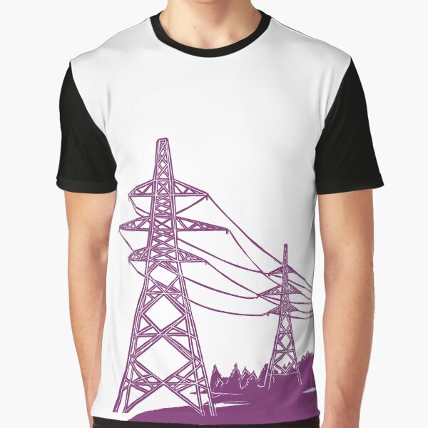 Item preview, Purple Electricity Pylons Linocut Print. designed and sold by Maddy Bennett.