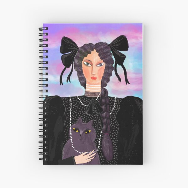 Girl and black Cat Spiral Notebook