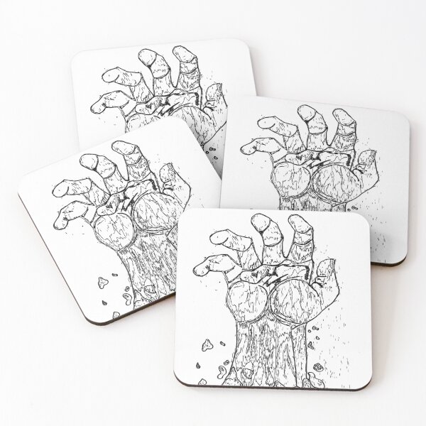 Item preview, Zombie hand coming out of ground black and white  designed and sold by OneUpArtDesigns.