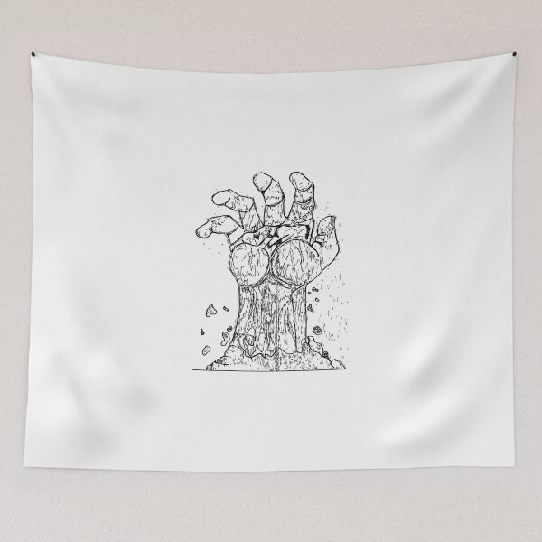 Item preview, Zombie hand coming out of ground black and white  designed and sold by OneUpArtDesigns.