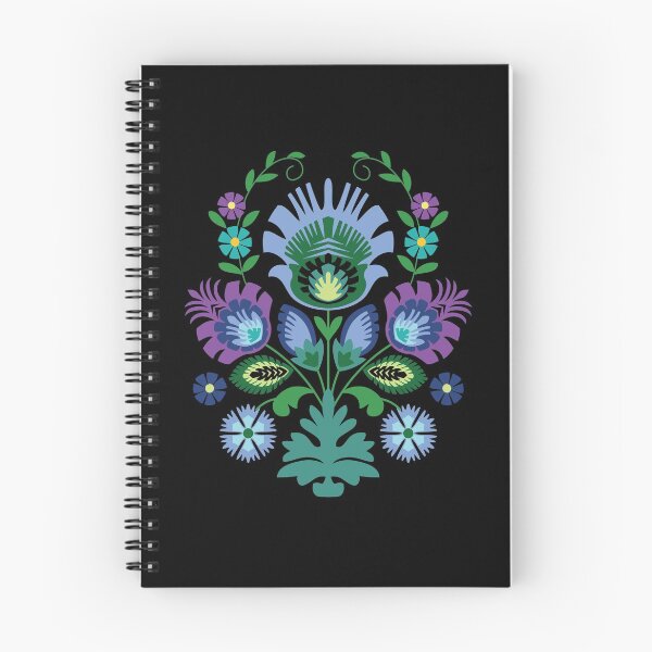 Item preview, Polish Folk Flowers Light Blue on Black designed and sold by Barbara Pixton.