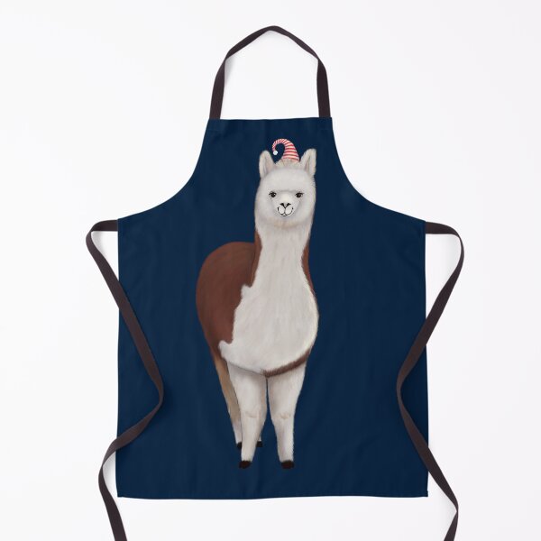 Item preview, Cute illustrated fluffy alpaca with a striped hat designed and sold by ILLUSTRATED TAILS.