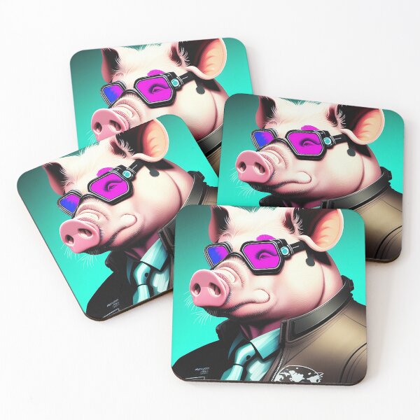 Item preview, cyberpunk pig portrait illustration art 1 designed and sold by vishalraifx.