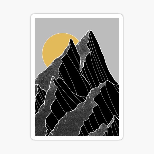 The dark peaks under the golden sun Sticker