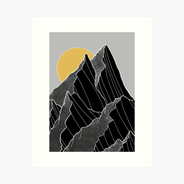 The dark peaks under the golden sun Art Print