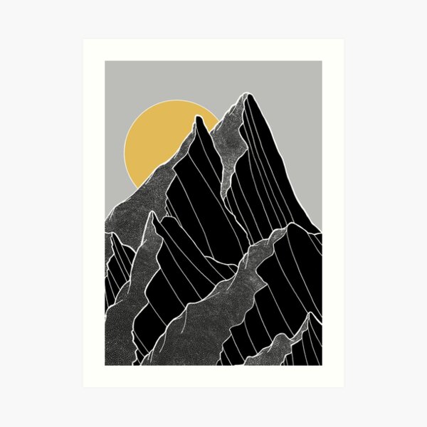 Die dunklen Gipfel unter der goldenen Sonne Kunstdruck