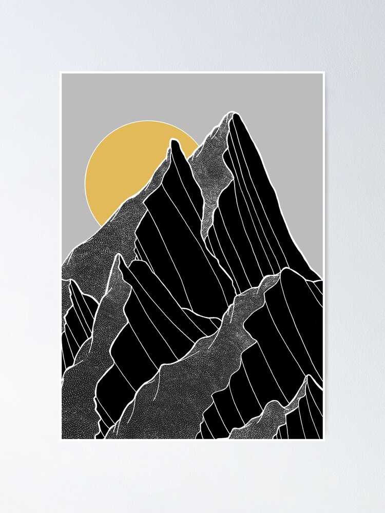 Alternate view of The dark peaks under the golden sun Poster