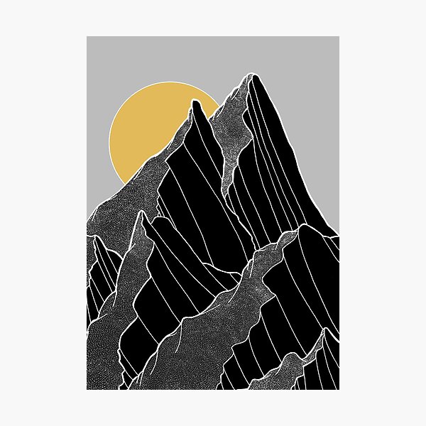 The dark peaks under the golden sun Photographic Print