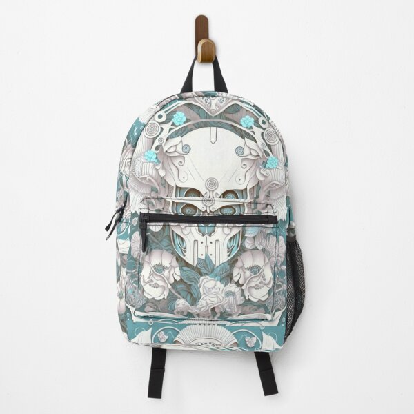 Item preview, Cute Angry Cyborg Skull Pattern | Turquoise Skull | Soft Dream Cyborg Robot Skull | high resolution designed and sold by Synthetic-Intel.