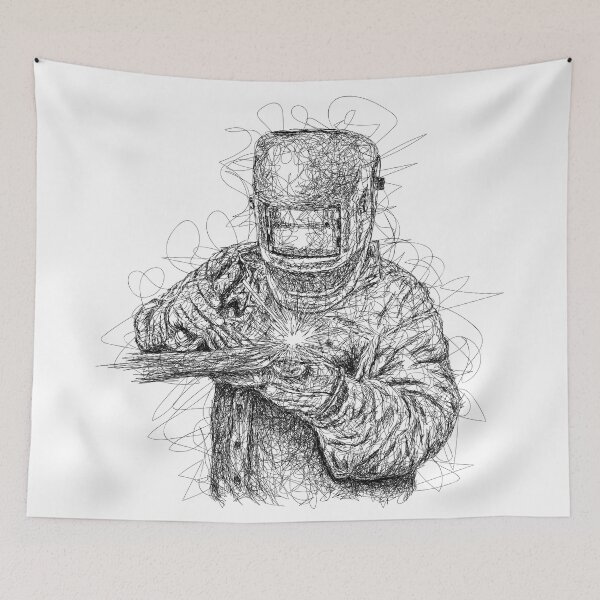 Item preview, Welder drawing with scribble art designed and sold by KondeHipe.